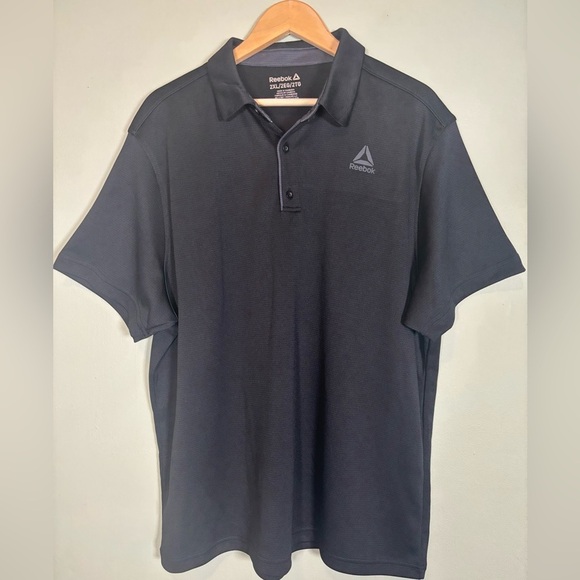 Reebok Short Sleeve Golf Moisture Management Polo-Black-Men Size XXL - Picture 2 of 5